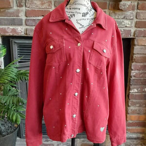 Dream Jeannes Quacker Factory Red Rhinestone Jacket